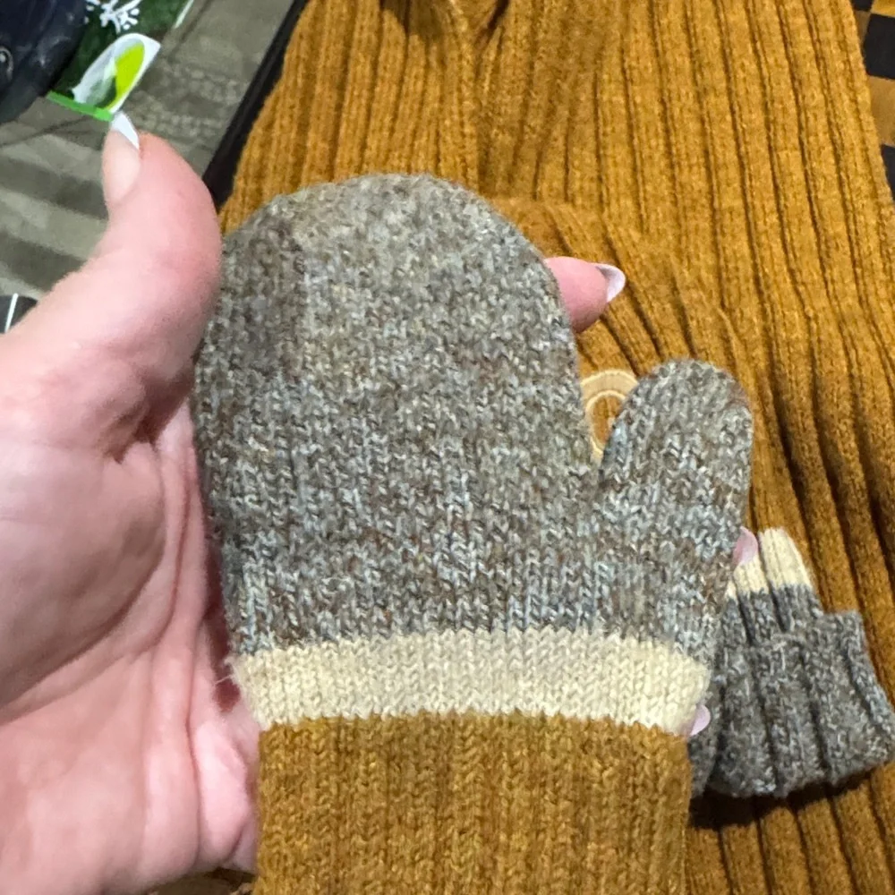 D&G Kids Tan and Gray Mittens Set